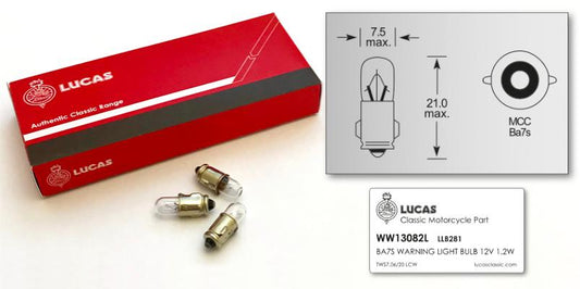 GS13082L - BULBS 12V 1.2W BA/7S (10 Pack) - Vroom Classics