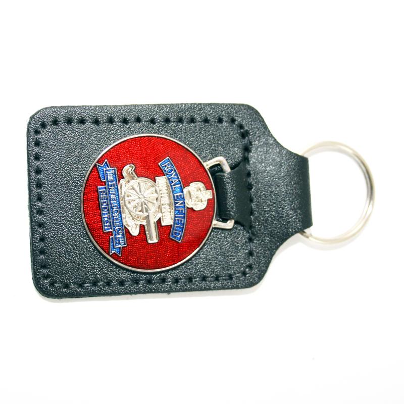 GS45023 - KEY FOB . - Royal Enfield Silver Red Gold. - Vroom Classics