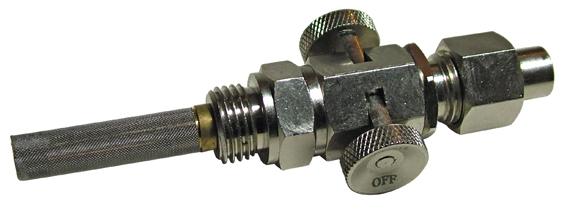GS73066N - Universal Push on, pull - off fuel tap wih nut,spigot,filtergauze - Vroom Classics