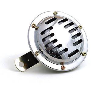 GSHEL004 - HORN - UNIVERSAL Chrome plated 12v,100mm dia,90mm length. - Vroom Classics