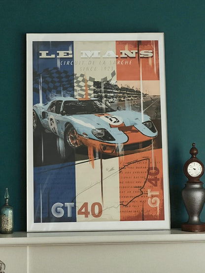 Gulf Ford GT40, Legend of Le Mans Pop Art Print - Medium - Vroom Classics