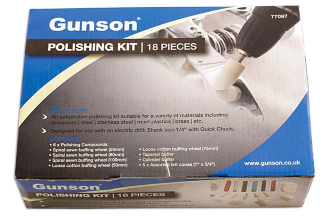 Gunson 77097 Polishing Kit - 18pc - suitable for a variety of materials - Vroom Classics