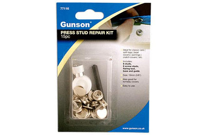 Gunson 77116 Press Stud Repair Kit - For Soft Tops and Classics - 15pc - Vroom Classics