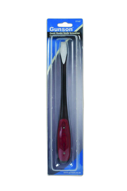 Gunson 77147 Classic Wooden Handle Screwdriver - Flat 10mm x 250mm - Vroom Classics