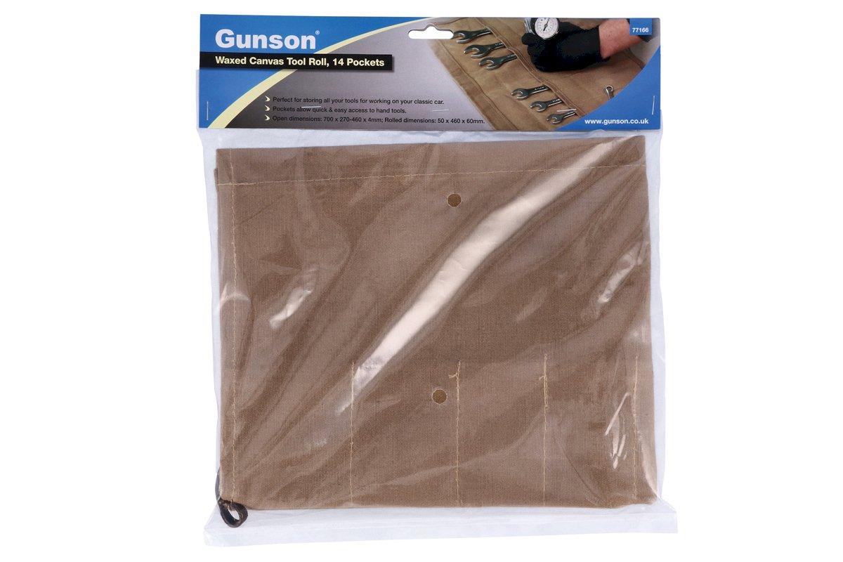 Gunson 77166 Waxed Canvas Tool Roll - 14 Pockets - Vroom Classics