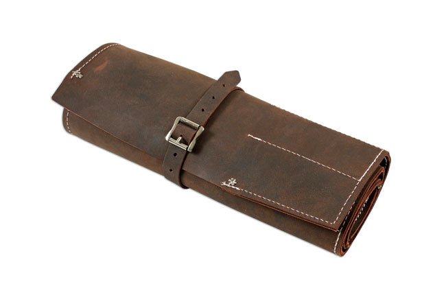 Gunson 77168 Leather Tool Roll Antique Finish 15 Pockets Classic Vintage Look - Vroom Classics