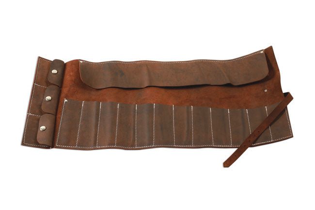 Gunson 77168 Leather Tool Roll Antique Finish 15 Pockets Classic Vintage Look - Vroom Classics