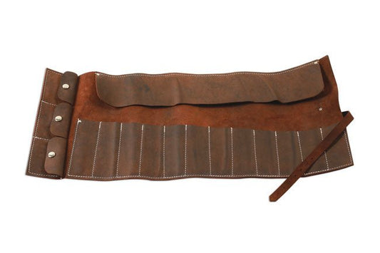 Gunson 77168 Leather Tool Roll Antique Finish 15 Pockets Classic Vintage Look - Vroom Classics