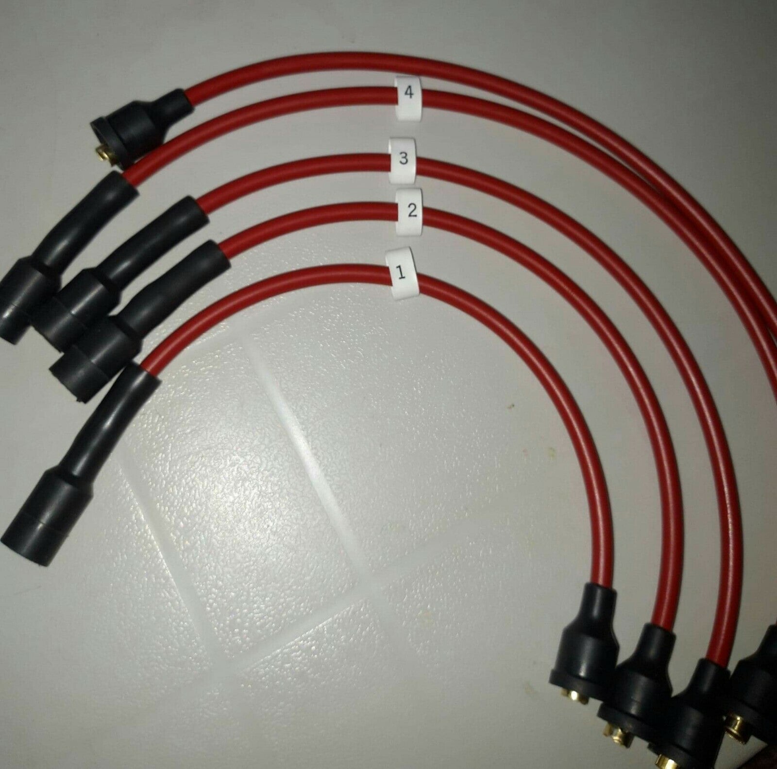 Ignition Lead Sets - Ford Popular 103 E Red Copper HT Leads - Vroom Classics