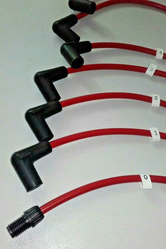 Ignition Lead Sets - Jaguar Mk I 2.4/3.4 Red Copper HT Leads Acorn Connectors Only - Vroom Classics