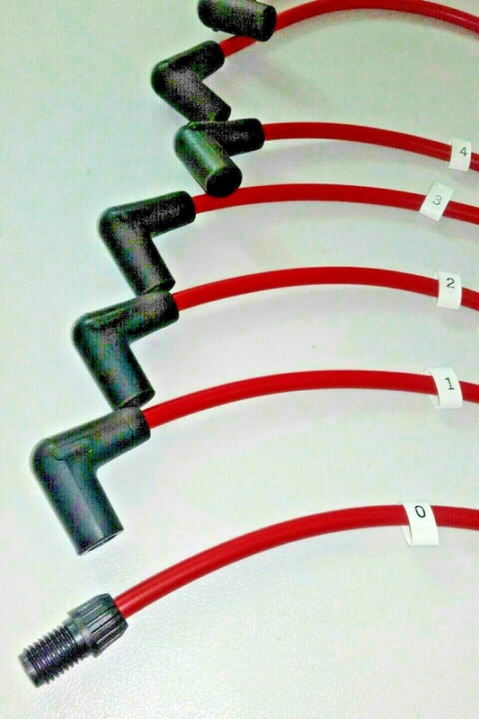 Ignition Lead Sets - Jaguar S Type 3.4 / 3.8 Red Copper HT Leads Acorn Connectors Only - Vroom Classics