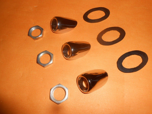 JAGUAR E - TYPE 1961 - 1975 WINDSCREEN WIPER CHROME BEZEL MOUNTING KITS x 3 - Vroom Classics