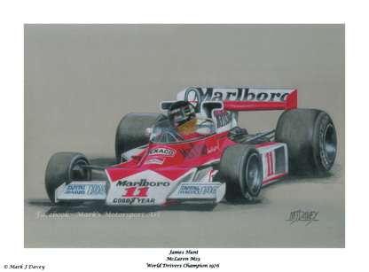 James Hunt in the 1976 McLaren M23 - Limited Edition Giclee Print - Vroom Classics