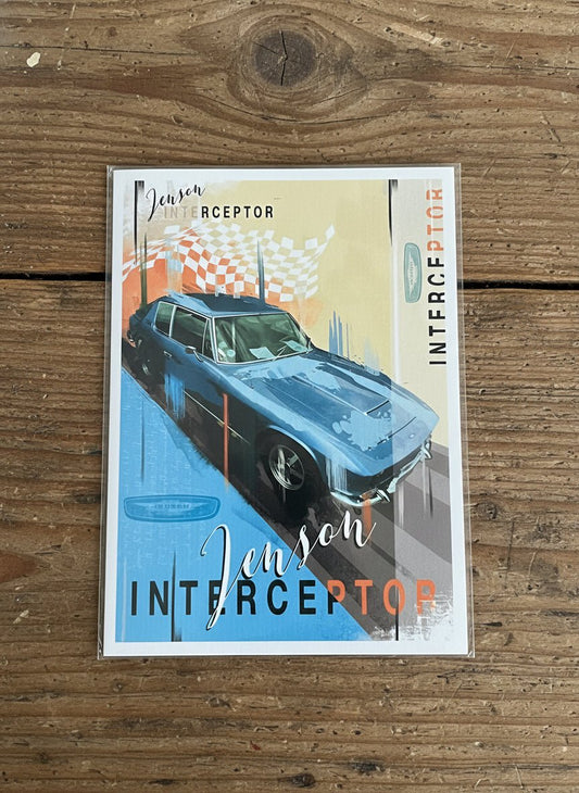 Jensen Interceptor Pop Art Greeting Cards - Vroom Classics