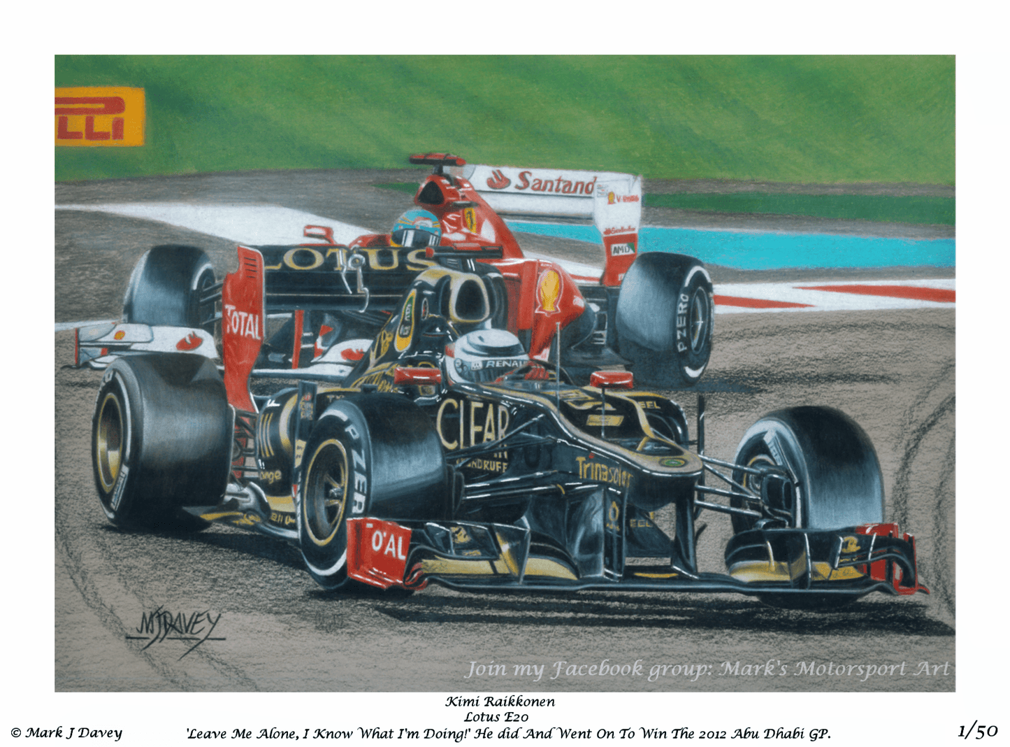 Kimi Raikkonen in the Lotus E20 Renault, 2012 Abu Dhabi GP - Limited Edition Giclee Print - Vroom Classics