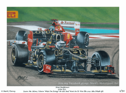 Kimi Raikkonen in the Lotus E20 Renault, 2012 Abu Dhabi GP - Limited Edition Giclee Print - Vroom Classics