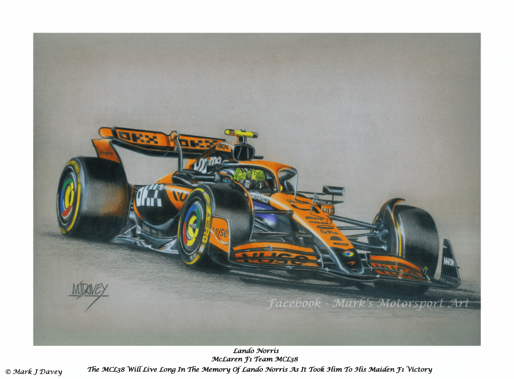 Lando Norris in the McLaren MCL38 at the 2024 Australian GP - Limited Edition Giclee Print - Vroom Classics