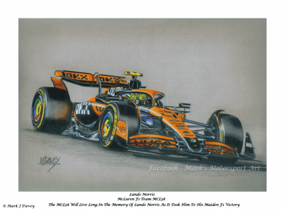Lando Norris in the McLaren MCL38 at the 2024 Australian GP - Limited Edition Giclee Print - Vroom Classics