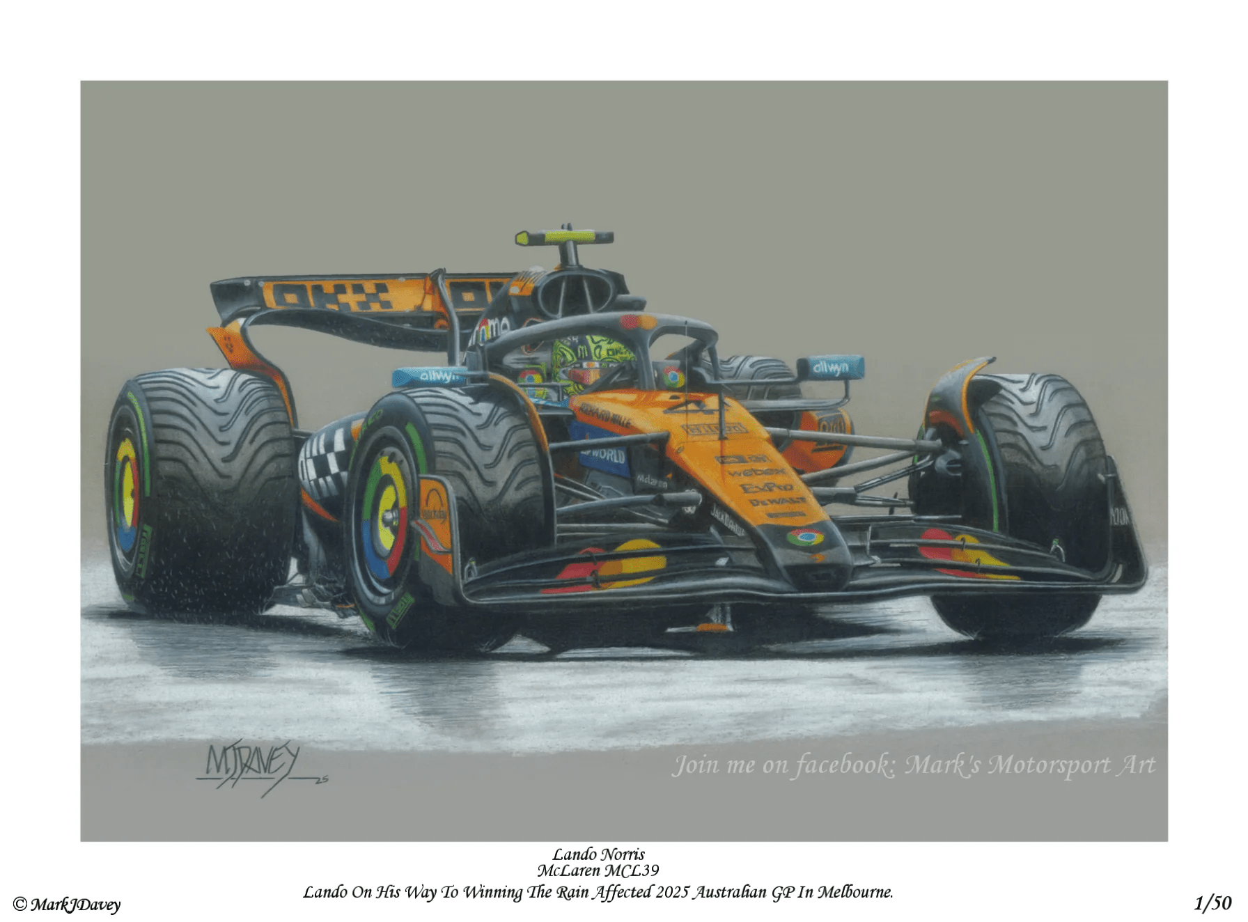 Lando Norris in the McLaren MCL39 Mercedes at the 2025 Australian GP - Limited Edition Giclee Print - Vroom Classics