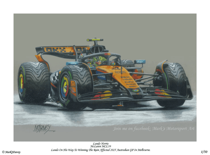 Lando Norris in the McLaren MCL39 Mercedes at the 2025 Australian GP - Limited Edition Giclee Print - Vroom Classics