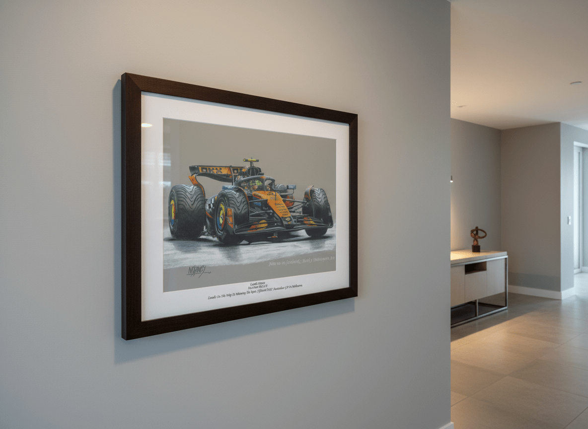 Lando Norris in the McLaren MCL39 Mercedes at the 2025 Australian GP - Limited Edition Giclee Print - Vroom Classics