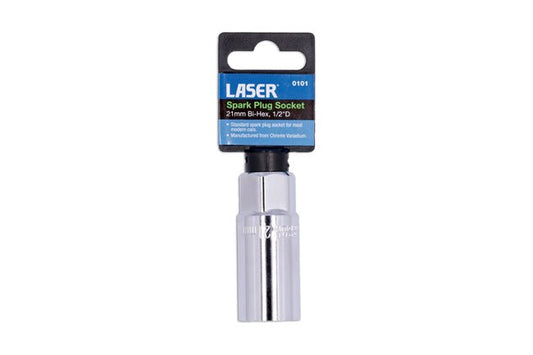 Laser Tools 0101 1/2" Dr Spark Plug Socket Bi - Hex Carbon Steel - 20.8mm (13/16") AF - Vroom Classics