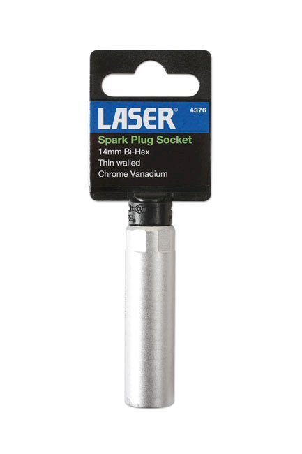 Laser Tools 4376 Spark Plug Socket 3/8"Drive Chrome Vanadium - Hex 14mm (9/16") AF - Vroom Classics