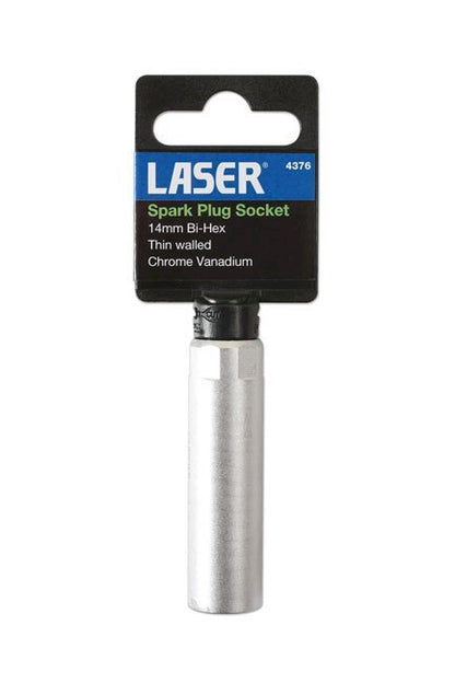 Laser Tools 4376 Spark Plug Socket 3/8"Drive Chrome Vanadium - Hex 14mm (9/16") AF - Vroom Classics