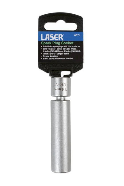 Laser Tools 6371 Spark Plug Socket 3/8"Drive for BMW E90-N43B E60-N43B - Hex 14mm AF - Vroom Classics