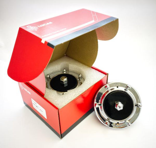 Lucas Altette Horn 6V Cast Iron Body Chrome Bezel HF1234 BSA Triumph AJS Norton - Vroom Classics