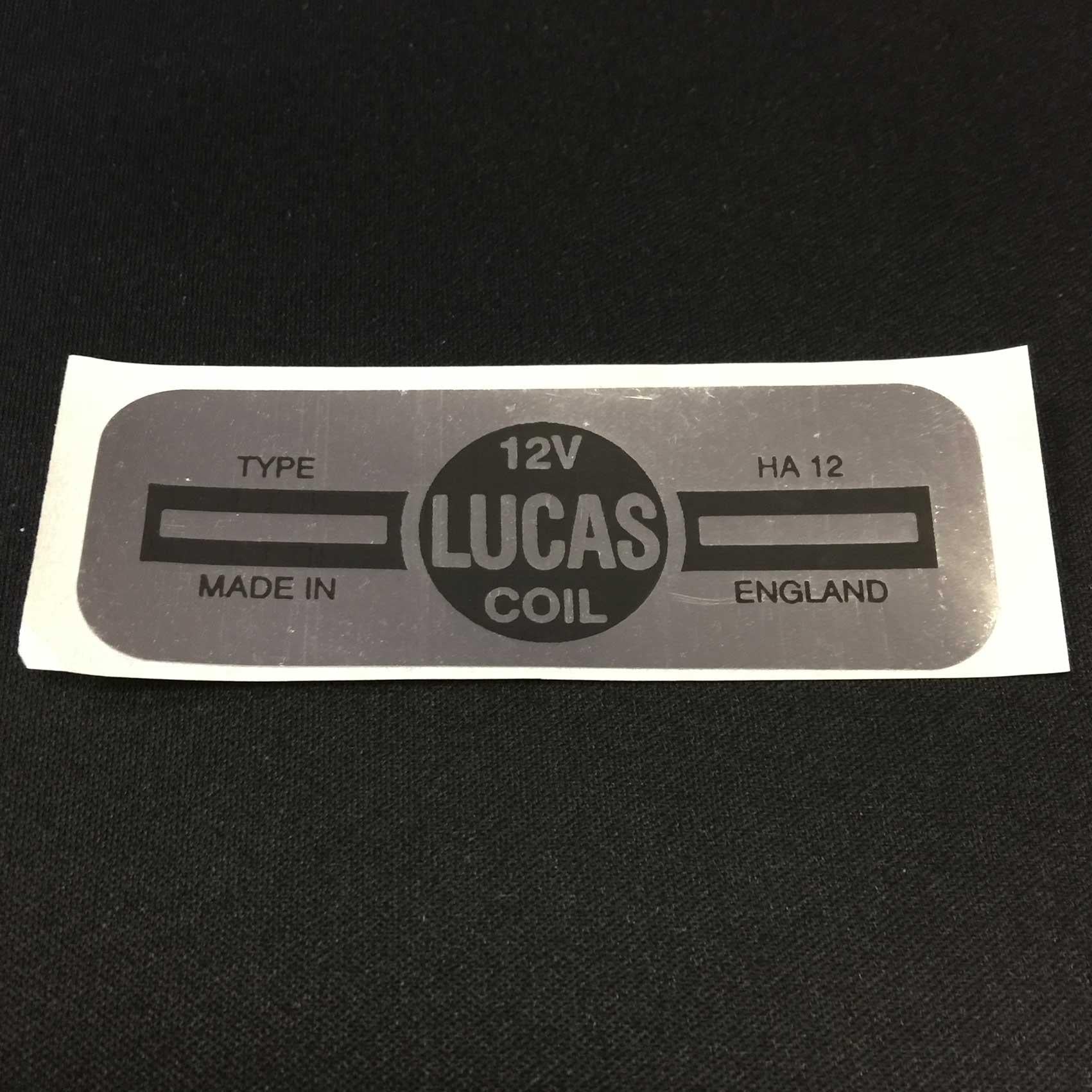 Lucas HA12 Classic Motor Car 12V Ignition Coil Sticker Vintage Silver Label - Vroom Classics
