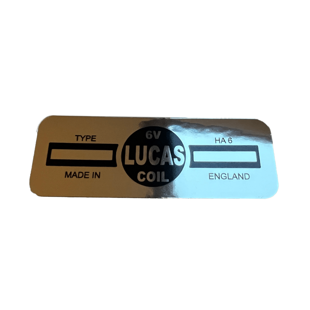 Lucas HA6 Classic Motor Car 6V Ignition Coil Sticker Vintage Silver Label - Vroom Classics