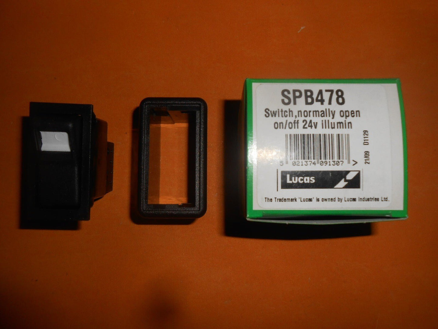 LUCAS illuminated ROCKER SWITCH + Mounting Frame 24volt - SPB478(choice of decals) - Vroom Classics