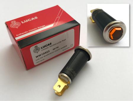 Lucas Jewel type Warning Light (Amber) 99-1207,LU54363453, LU38190,SPB391 - Vroom Classics