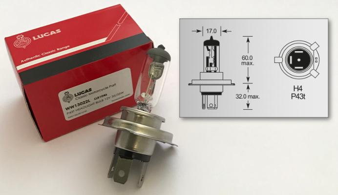 Lucas P43T Halogen Headlight Bulb 12V LLB1046 (10 Pack) - Vroom Classics