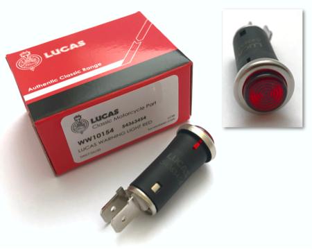 Lucas Round type Warning Light (Red) 54363454,99-1208 - Vroom Classics