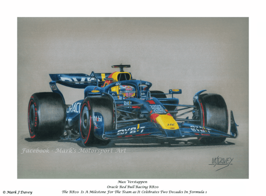Max Verstappen in the Red Bull RB20 - Limited Edition Giclee Print - Vroom Classics