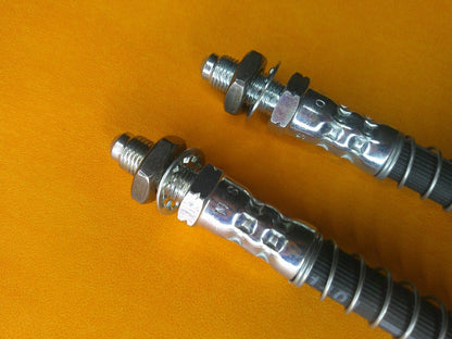 METRIC HYDRAULIC BRAKE HOSES PAIR 420mm total length (ARMOURED) - Vroom Classics