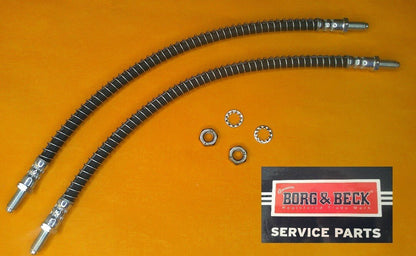 METRIC HYDRAULIC BRAKE HOSES PAIR 420mm total length (ARMOURED) - Vroom Classics
