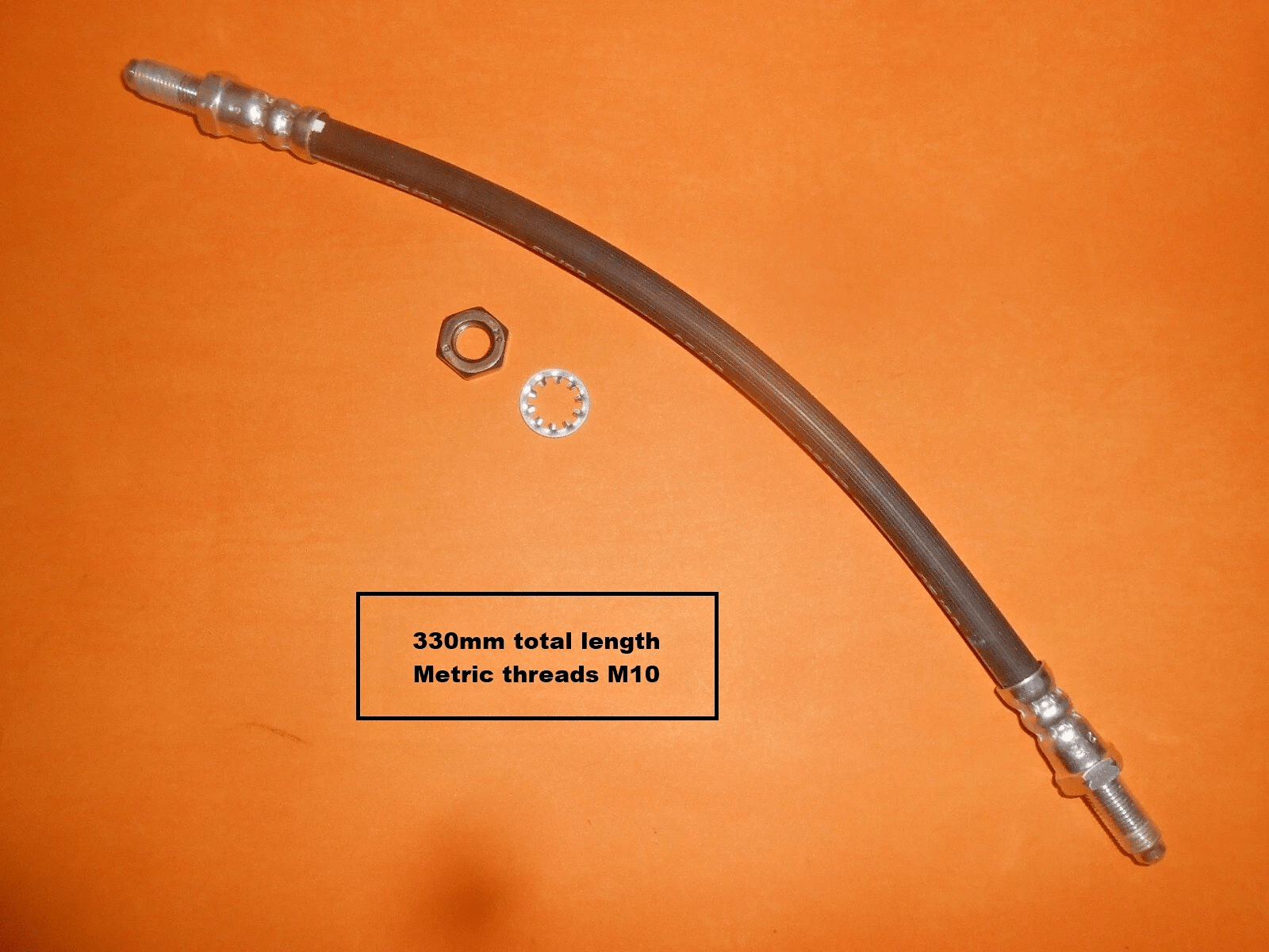 METRIC HYDRAULIC FLEXI BRAKE HOSE 330mm total length for Classic Cars & Kit Cars - Vroom Classics