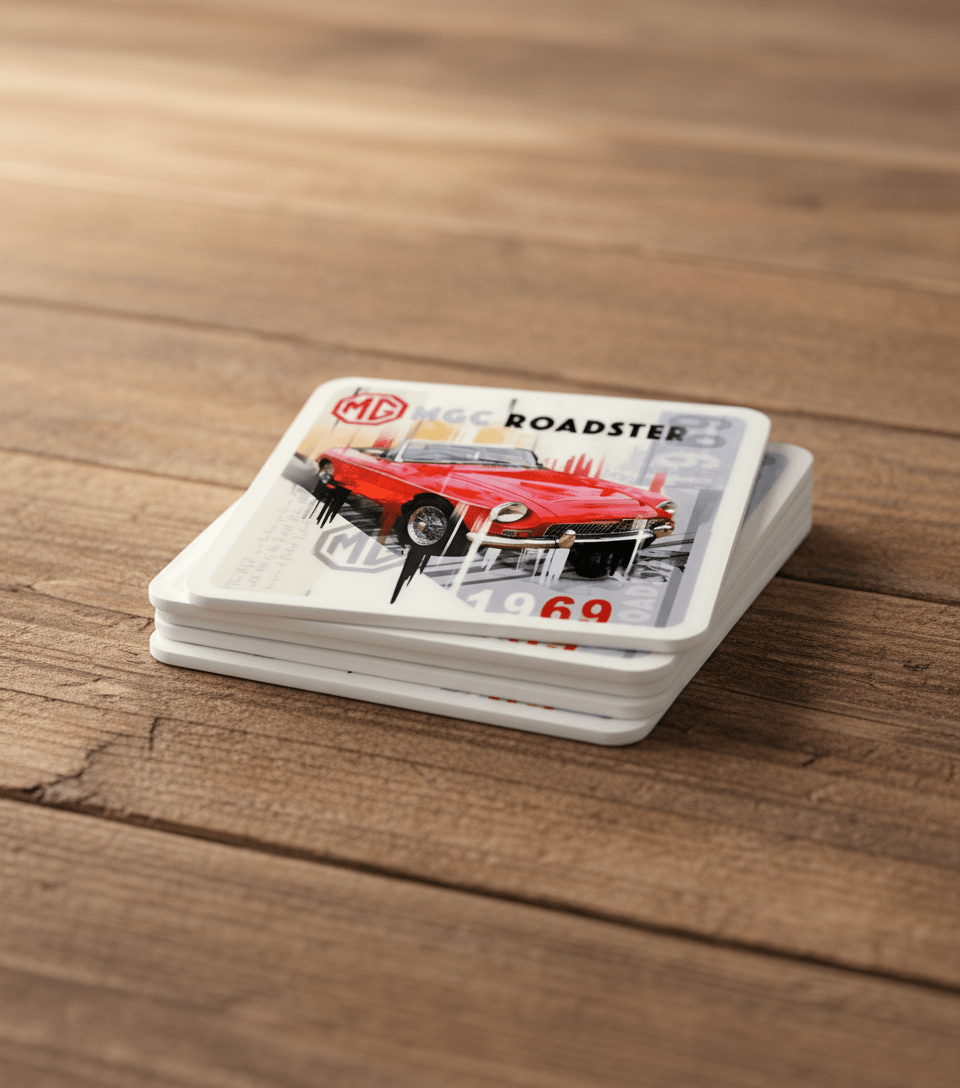 MG C Roadster Pop Art Coasters - Vroom Classics