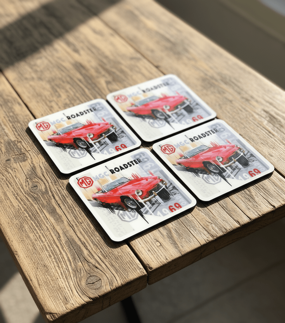 MG C Roadster Pop Art Coasters - Vroom Classics