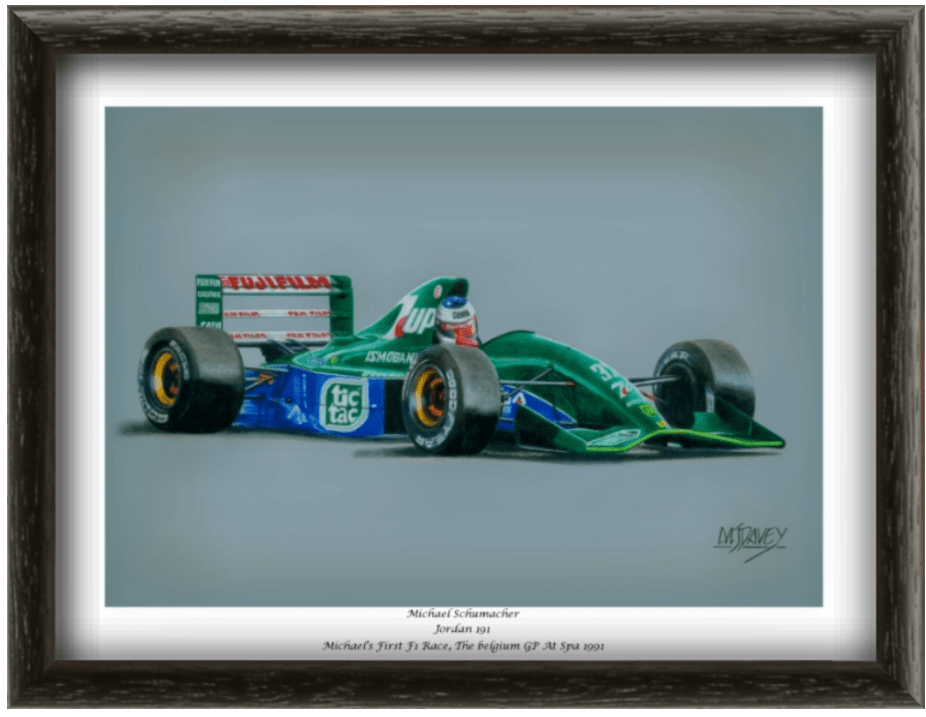 Michael Schumacher in the 1991 Jordan 191 - Limited Edition Giclee Print - Vroom Classics