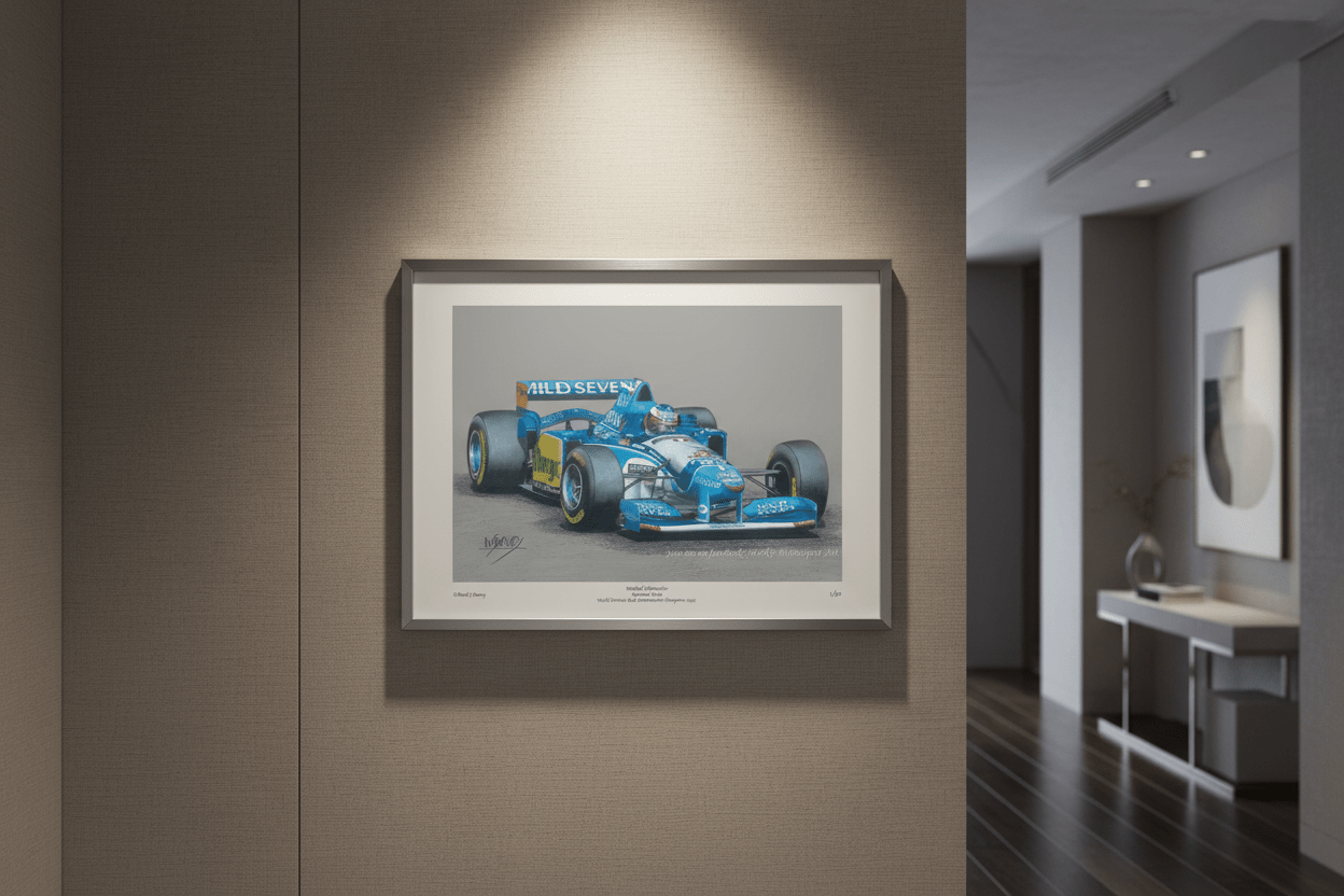 Michael Schumacher in the Benetton B195 Renault - Limited Edition Giclee Print - Vroom Classics