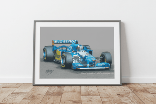 Michael Schumacher in the Benetton B195 Renault - Limited Edition Giclee Print - Vroom Classics