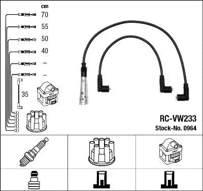 NGK / NTK Ignition Lead Set Copper Core RC - VW233 5 Circuit - Vroom Classics