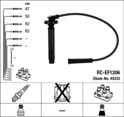 NGK / NTK Ignition Lead Set Inductive Resistor RC - EF1206 4 Circuit - Vroom Classics