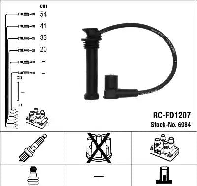 NGK / NTK Ignition Lead Set Inductive Resistor RC - FD1207 4 Circuit - Vroom Classics