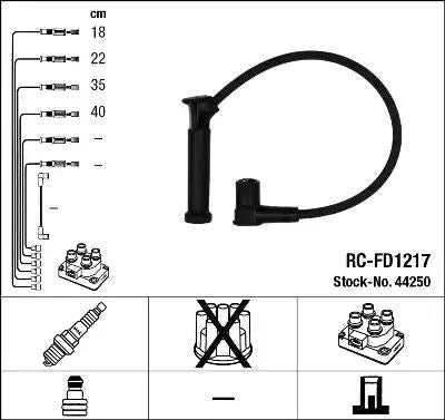 NGK / NTK Ignition Lead Set Inductive Resistor RC - FD1217 4 Circuit - Vroom Classics