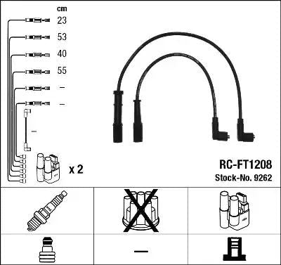 NGK / NTK Ignition Lead Set Inductive Resistor RC - FT1208 4 Circuit - Vroom Classics